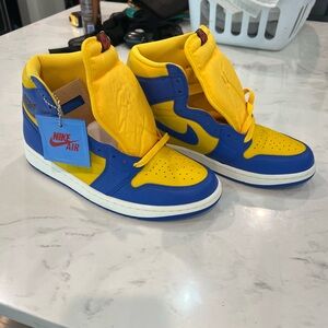 Nike Blue and Yellow Athletic Shoes with Air Jordan Style